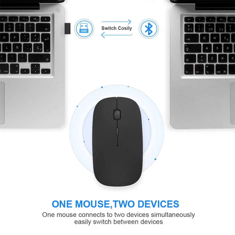 Mouse Inalámbrico Dual Bluetooth + USB 2G Recargable RGB BK