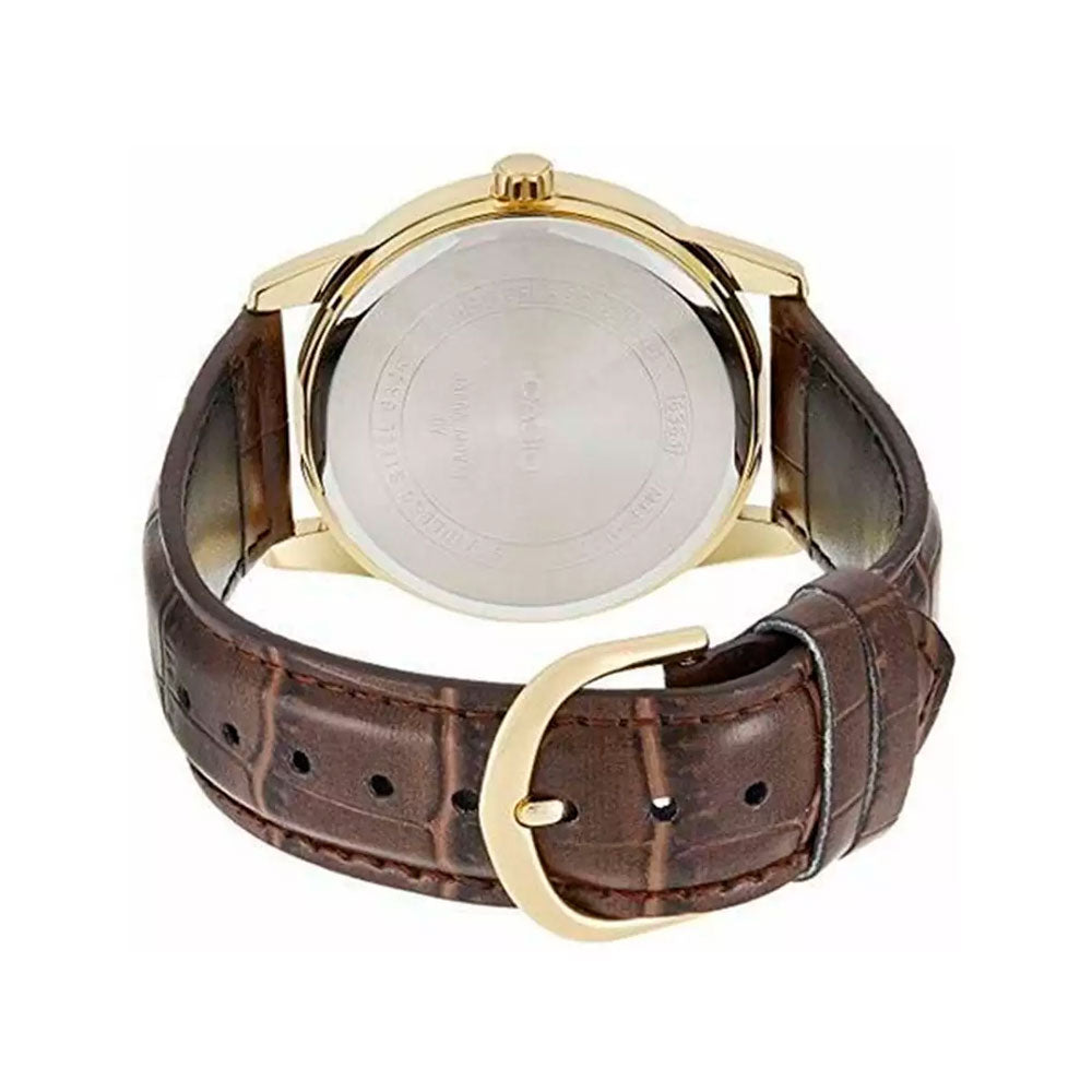 Reloj Casio Hombre Gold Cuero Mtp-V001Gl-9Budf