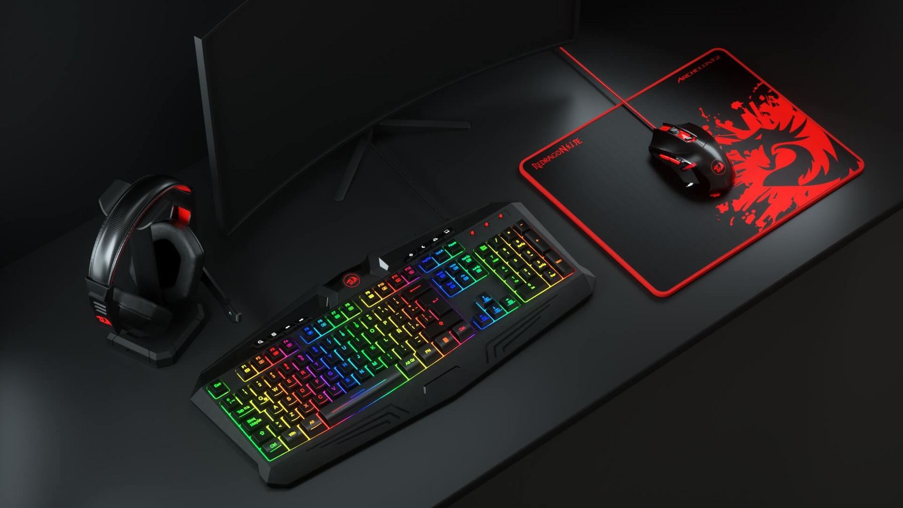 Kit Gamer Redragon Essentials 101 Mouse Teclado Audifono Pad