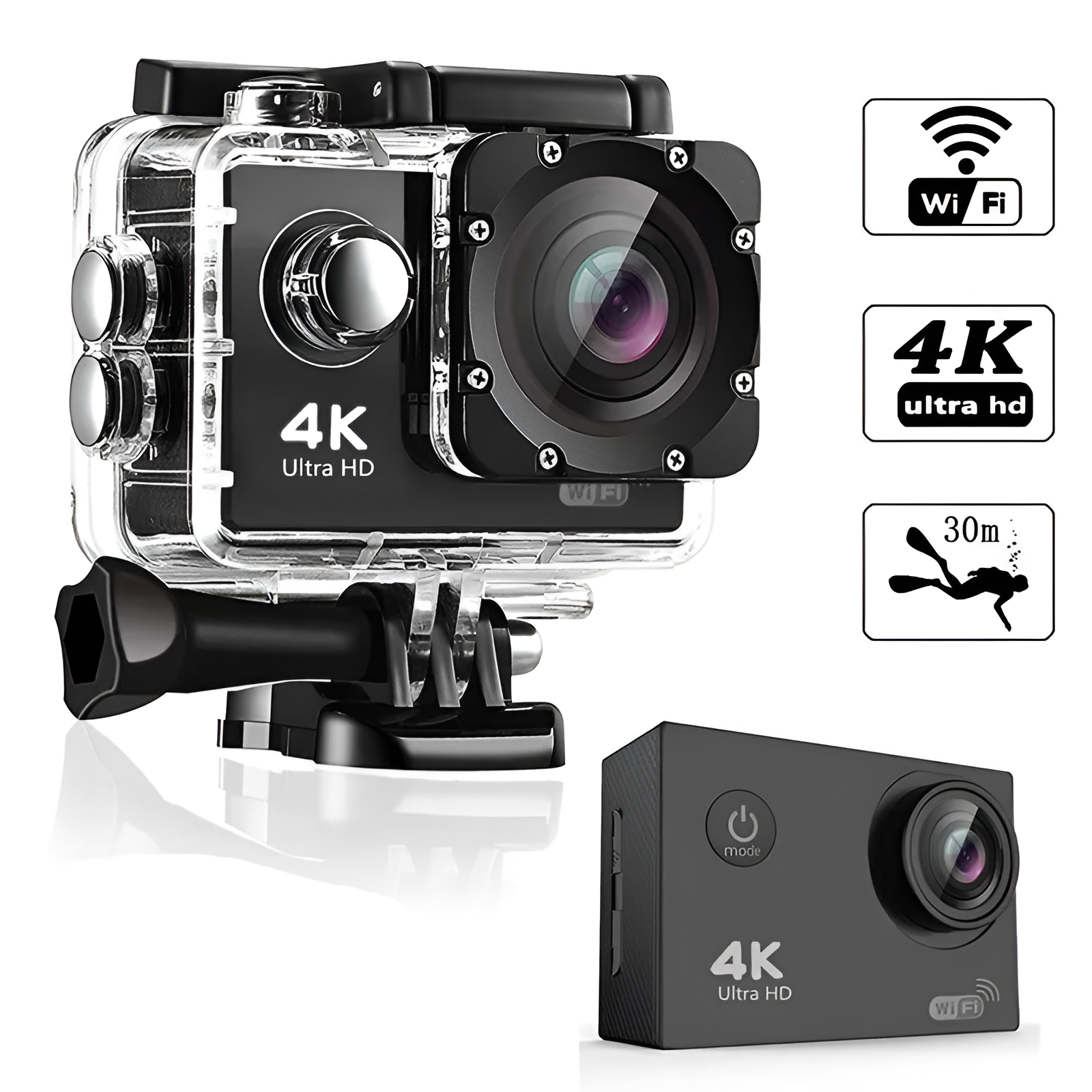 Cámara de Acción Deportiva 4K Waterproof Ultra HD 104K Wifi