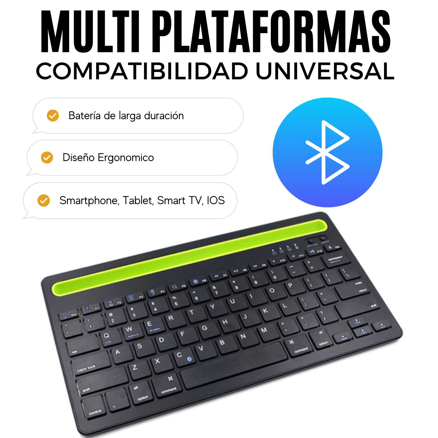 Teclado Inalámbrico Bluetooth Multi Plataformas Recargable
