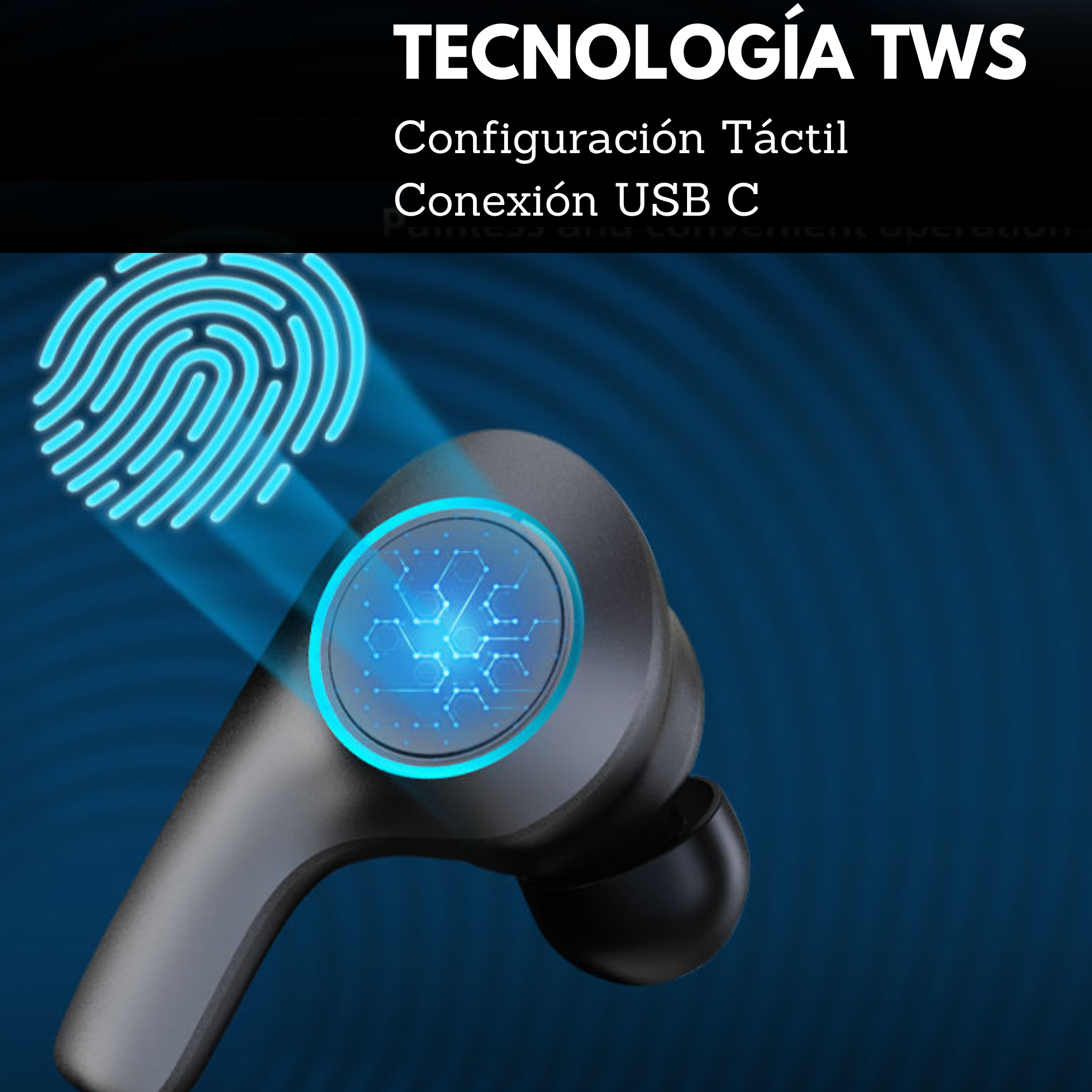 Audifonos Earbuds Inalambricos TWS Touch USB C Black Edition