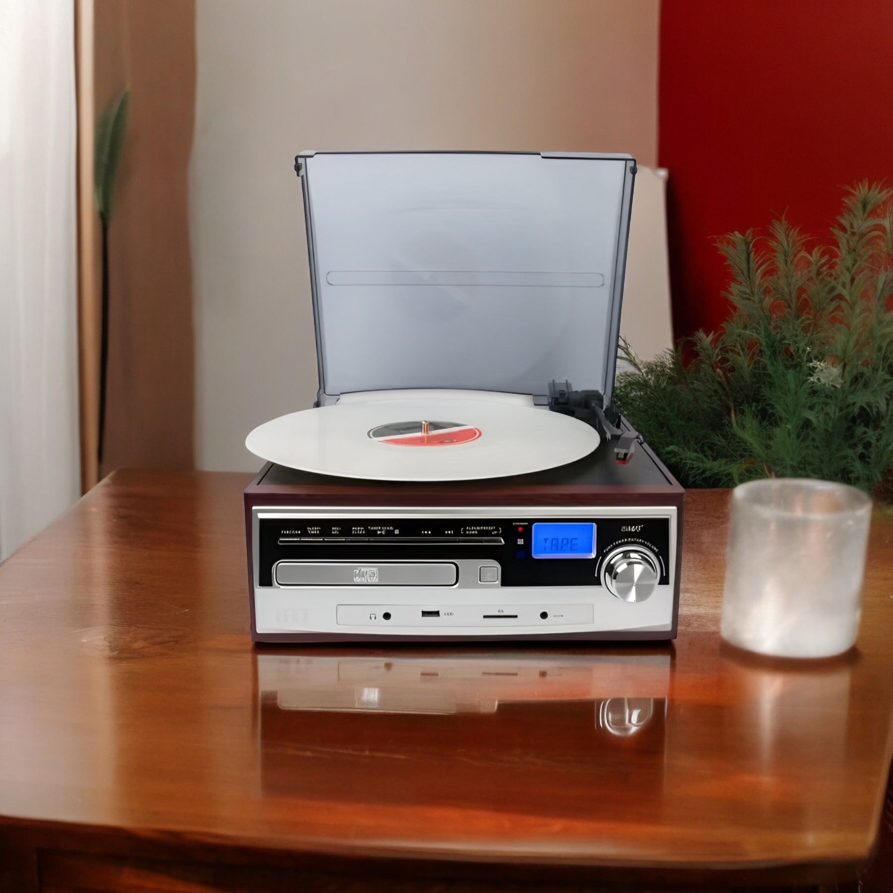 Toca Disco Tornamesa IRT Bluetooth/Aux/Cassette/USB/CD/SD/FM