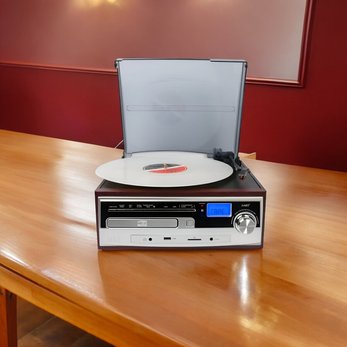 Toca Disco Tornamesa IRT Bluetooth/Aux/Cassette/USB/CD/SD/FM