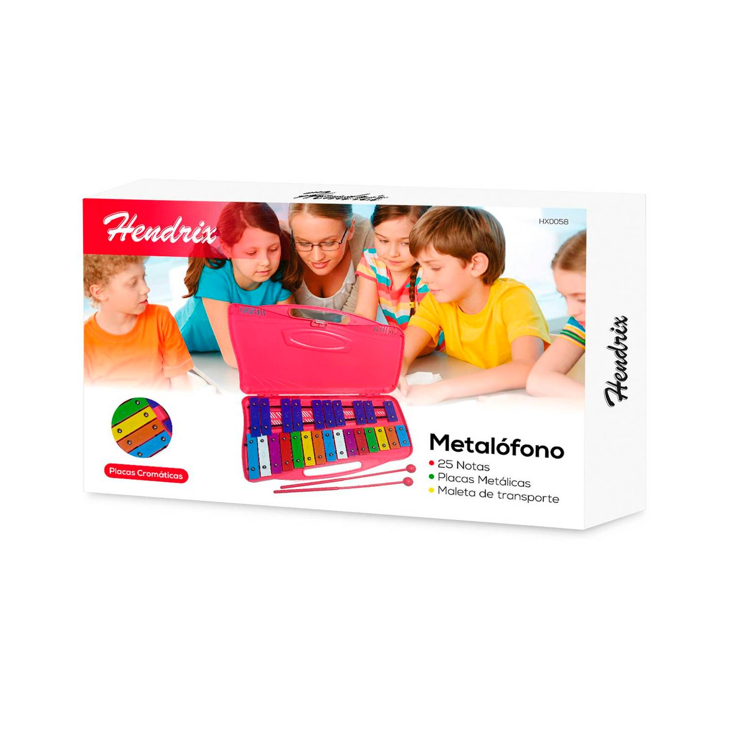 Metalofono de 25 Tonos+ 2 Baquetas Hendrix HX0058 Rosado