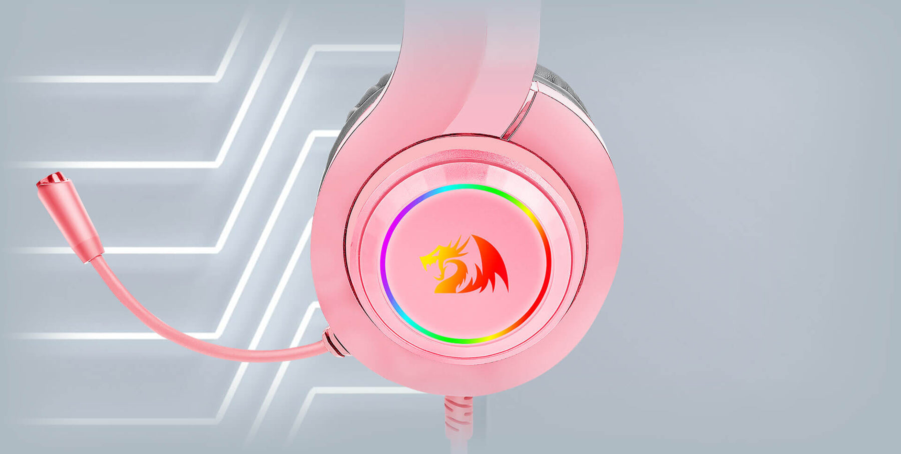 Audífonos Gamer Rosados Multiplataforma Redragon Hylas H260P