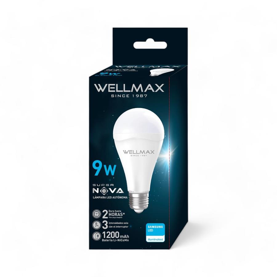 Ampolleta LED Recargable de Emergencia Wellmax Super Nova 9W