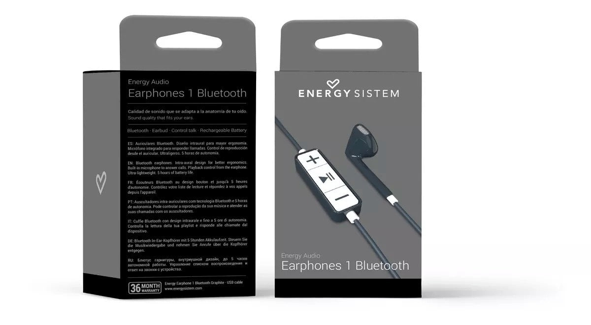 Audifono Energy Sistem Earphones 1 Bt Negro 428175