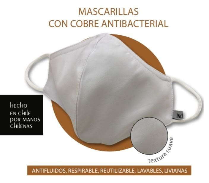 Mascarilla Facial Reutilizable De Cobre Gris Talla L