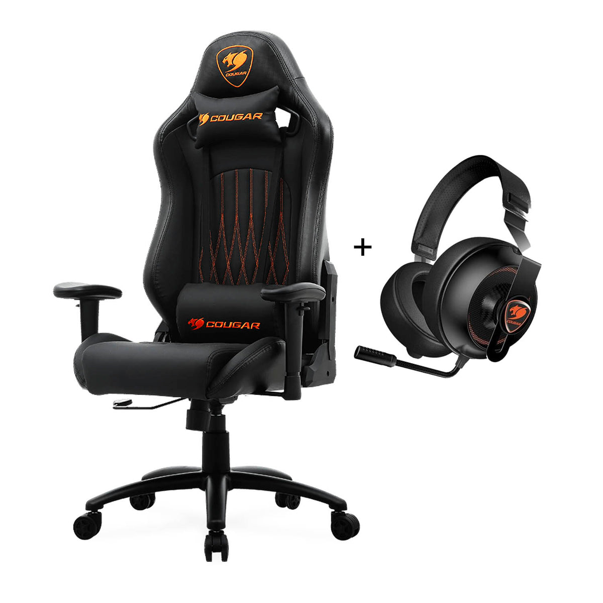 Pack Silla Cougar Explorer Black + Phontum Essential Black