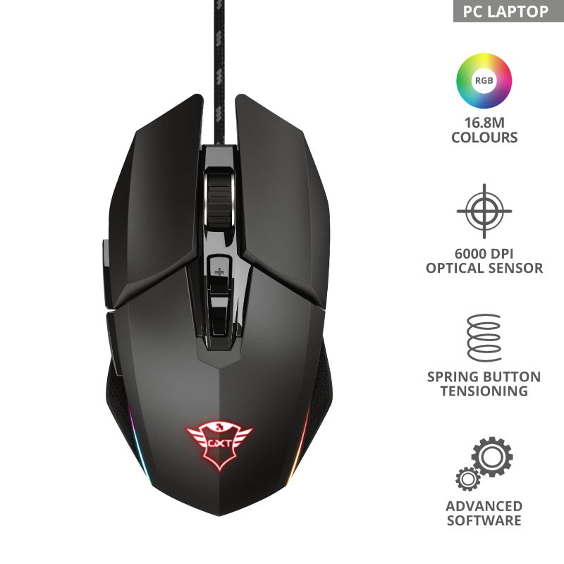 Mouse Gamer Ambidiestro Trust Idon Gxt 950 Full RGB 6000 Dpi