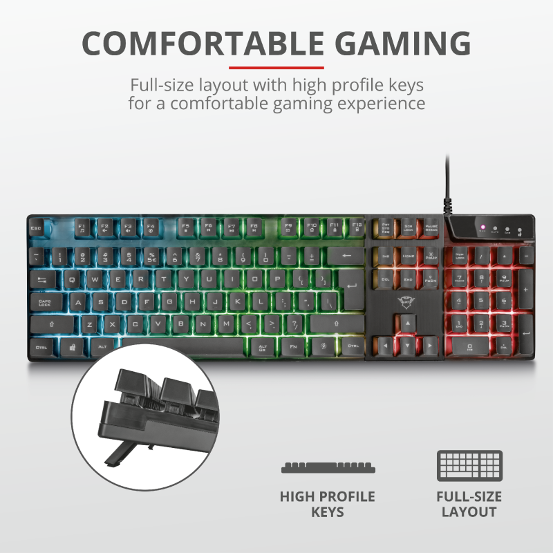 Teclado Gamer Trust Azor Gxt 835 Rgb Full Anti Ghosting