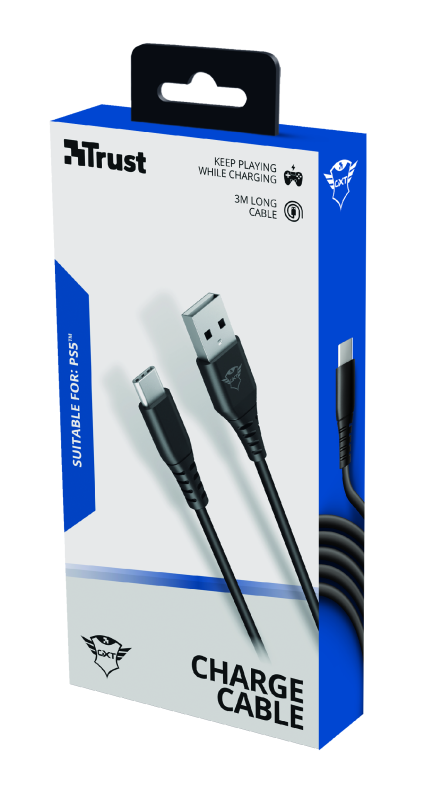 Cable De Datos Trust Type-C a USB para PS5 Carga Rápida 3M