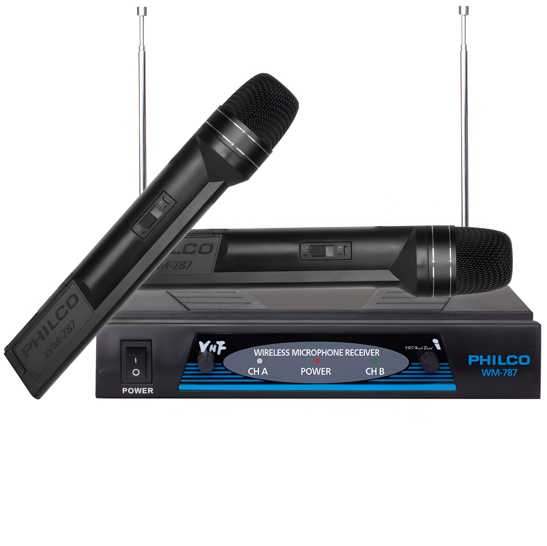 Pack de 2 Micrófonos Inalámbricos VHF PRO WM-787 Audio HD