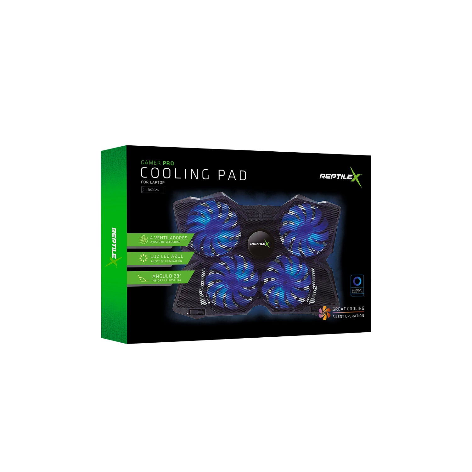 Ventilador para Notebook Gamer Reptilex 4 Aspas RX0026 Power