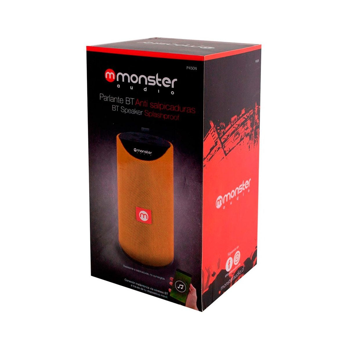 Parlante Portátil Bluetooth Impermeable Monster P450 Naranjo
