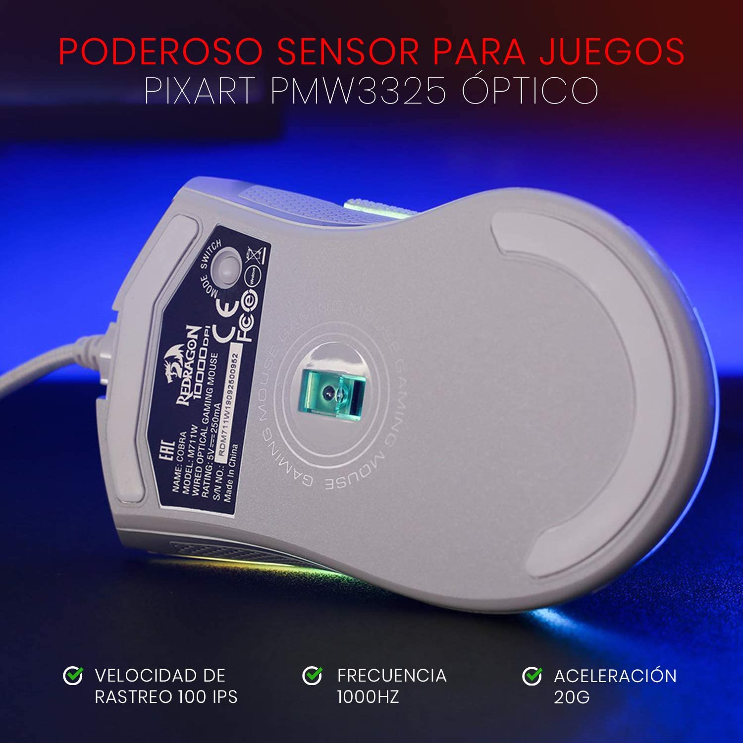 Mouse Redragon Cobra Gamer Blanco M711W Edition Pro