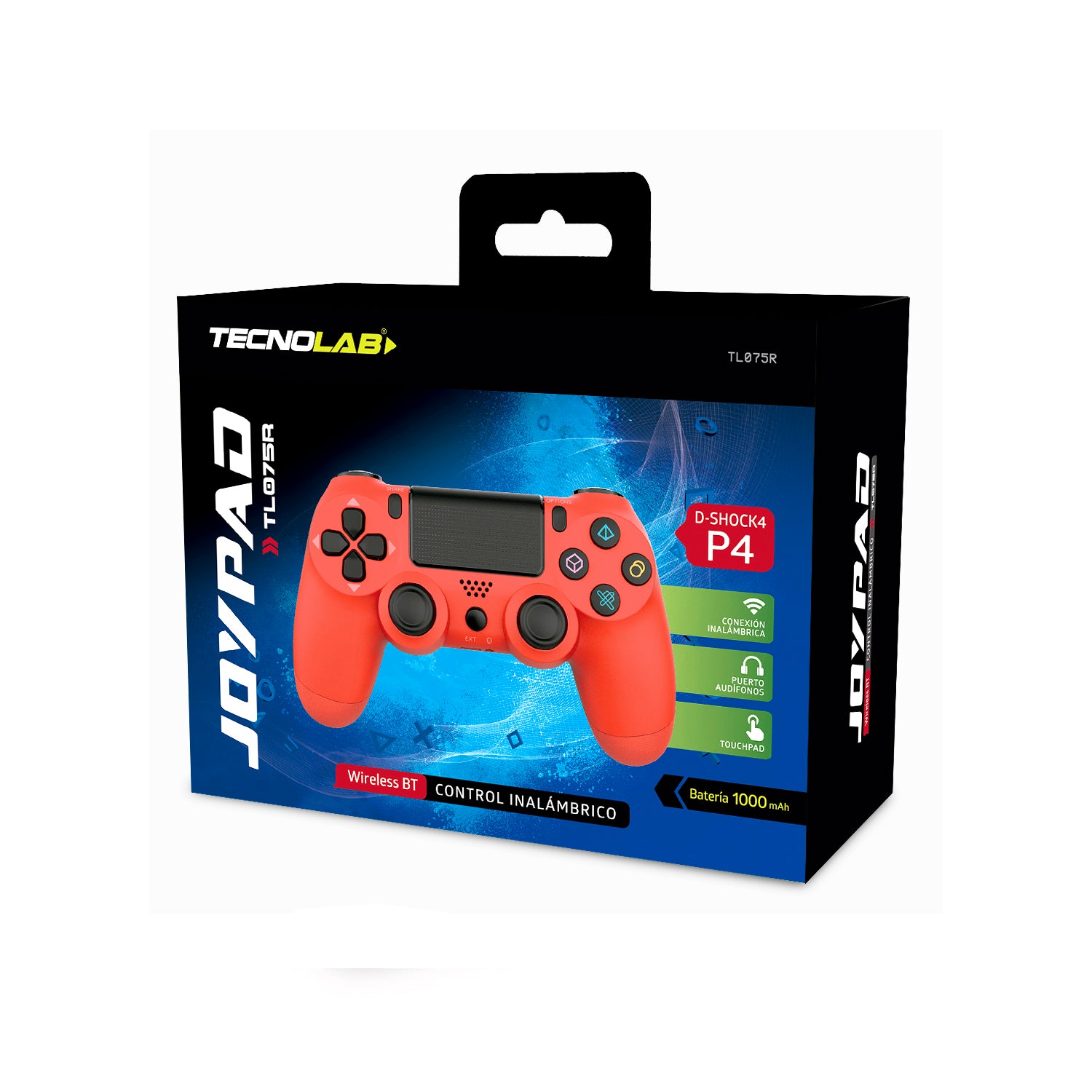 Gamepad Inalambrico Tecnolab Multiplataformas Bluetooth Rojo