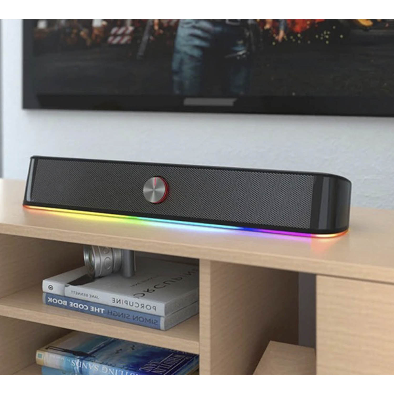 Soundbar HP Multimedia Stereo con Luces Rgb 6 Watts DHE-6003