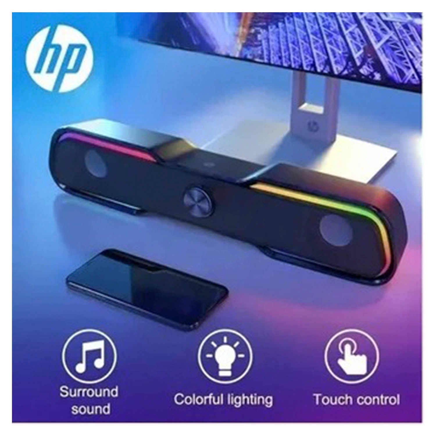 Barra de Sonido HP 6W RGB DHE-6002 Touch Lightning