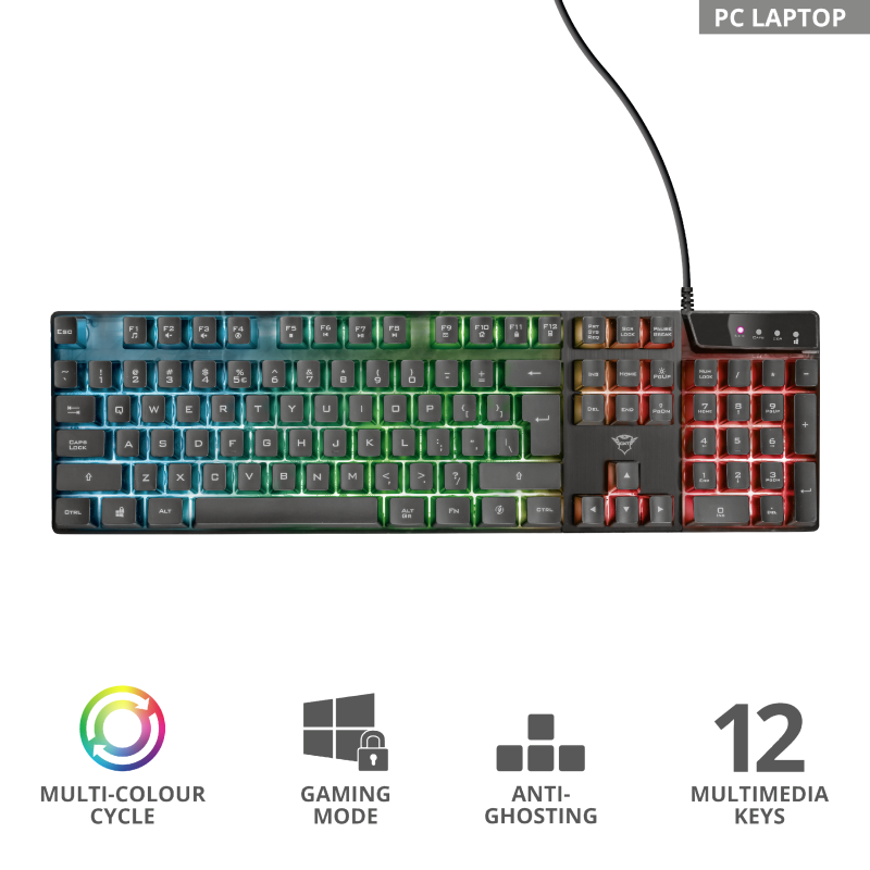 Teclado Gamer Trust Azor Gxt 835 Rgb Full Anti Ghosting