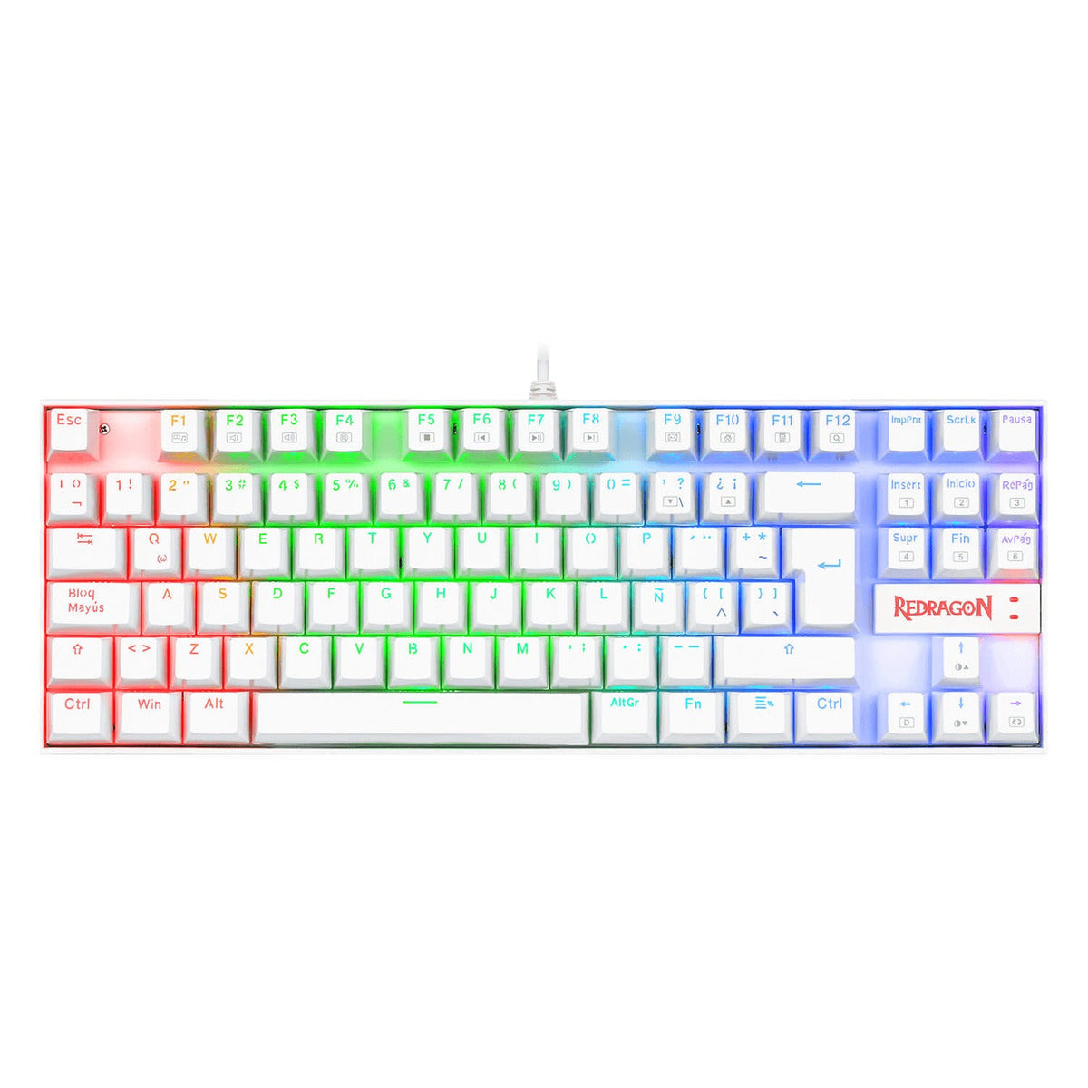 Teclado Gamer Redragon Mecanico Kumara Rgb K552W Pro Blanco