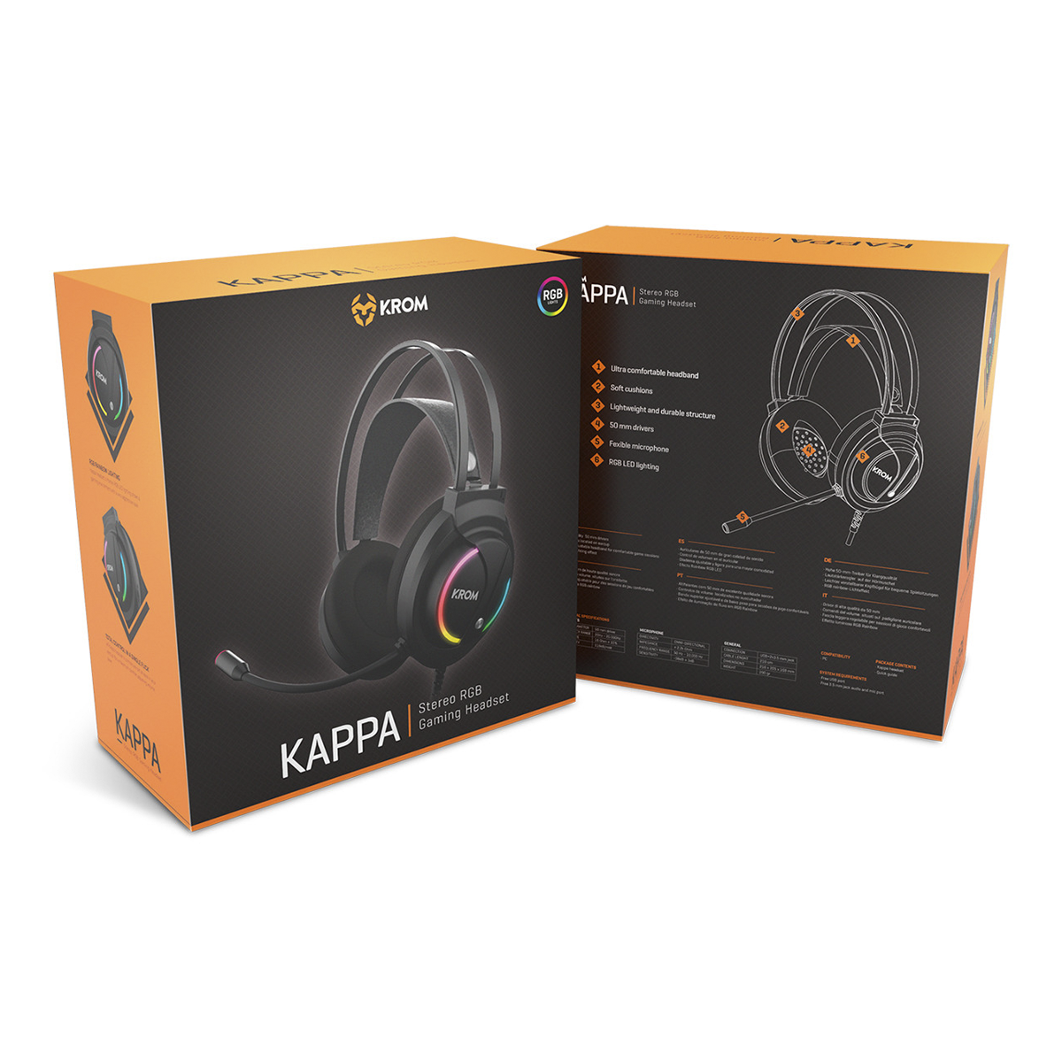 Audifonos Gamer Krom Kappa Rgb Dual Jack 3.5Mm