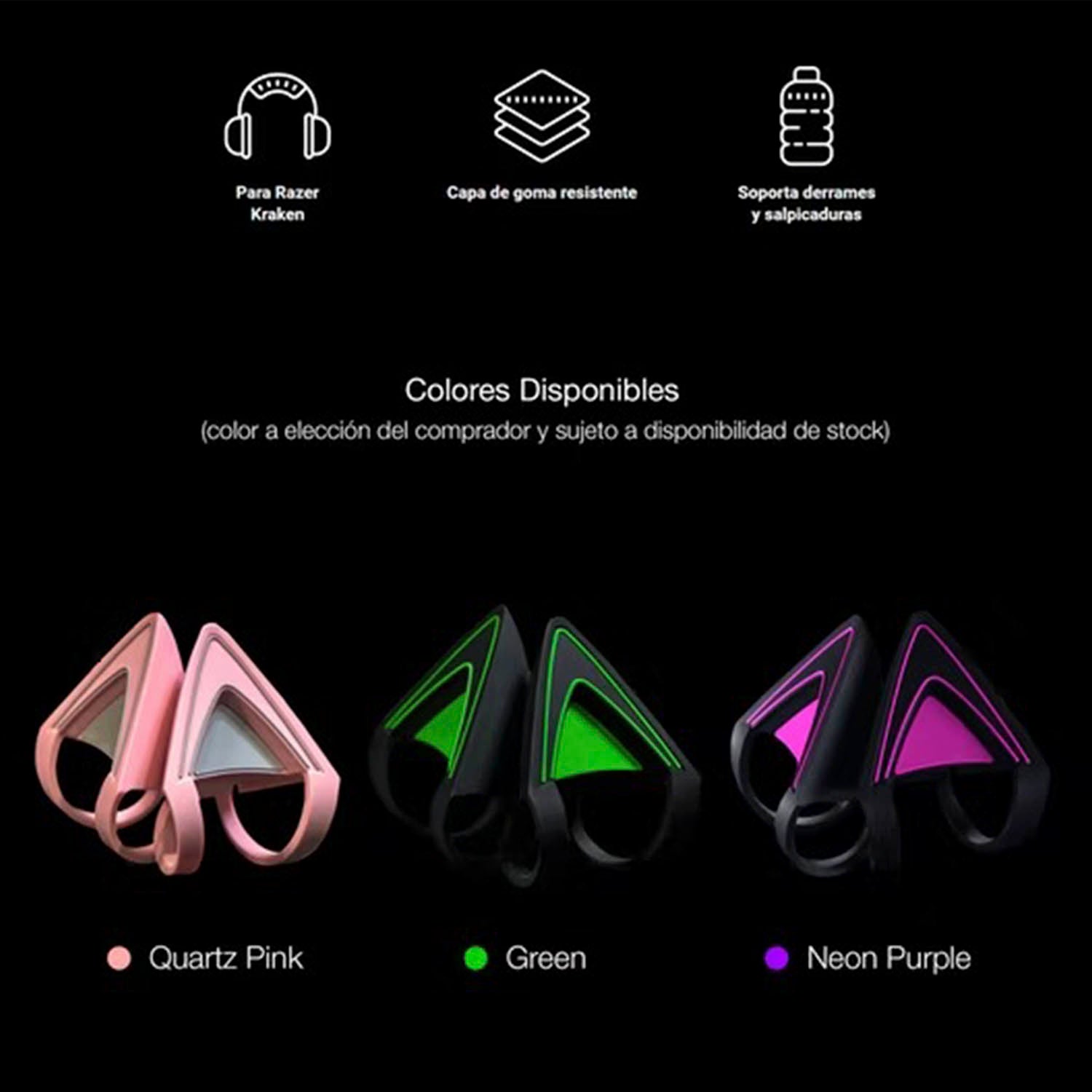 Orejas Kitty Razer Para Audifonos Kraken Neon Purple