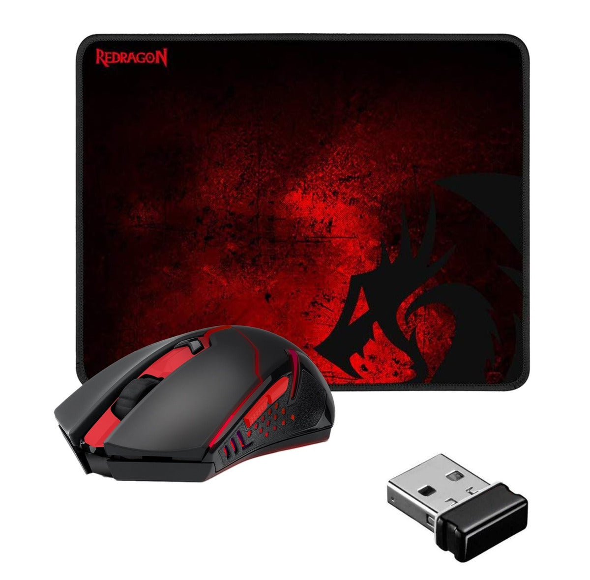 Pack Gamer Mouse Inalambrico 2.4 Ghz + Pad Redragon 33x26cm