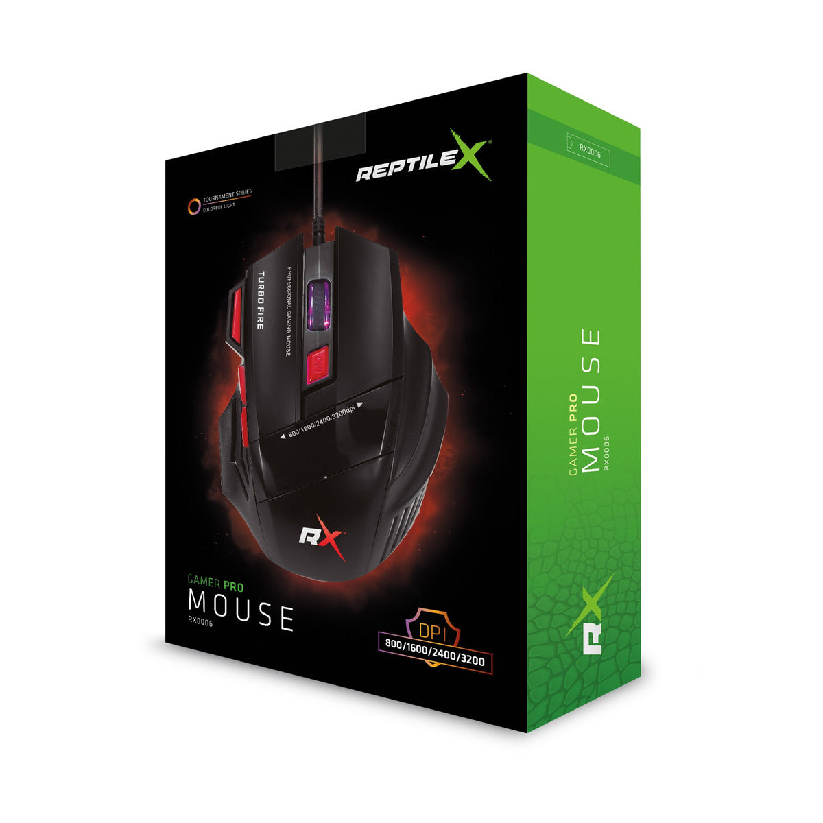 Mouse Gamer 7 Botones 3200 DPI + Turbo Fire Reptilex Rx0006