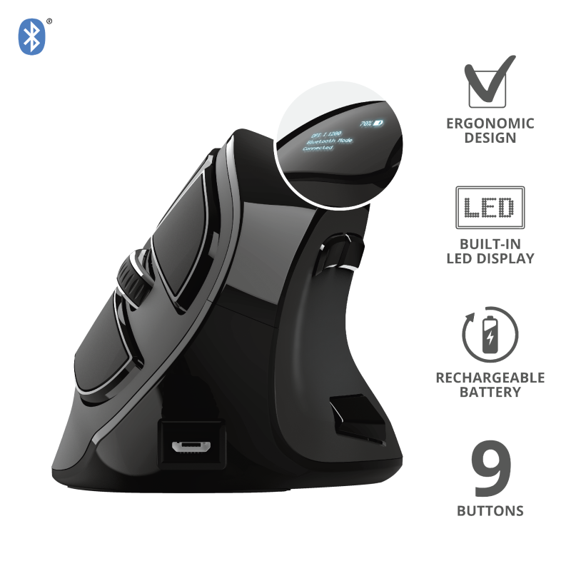 Mouse Ergonomico Profesional Trust Voxx Bluetooth Recargable