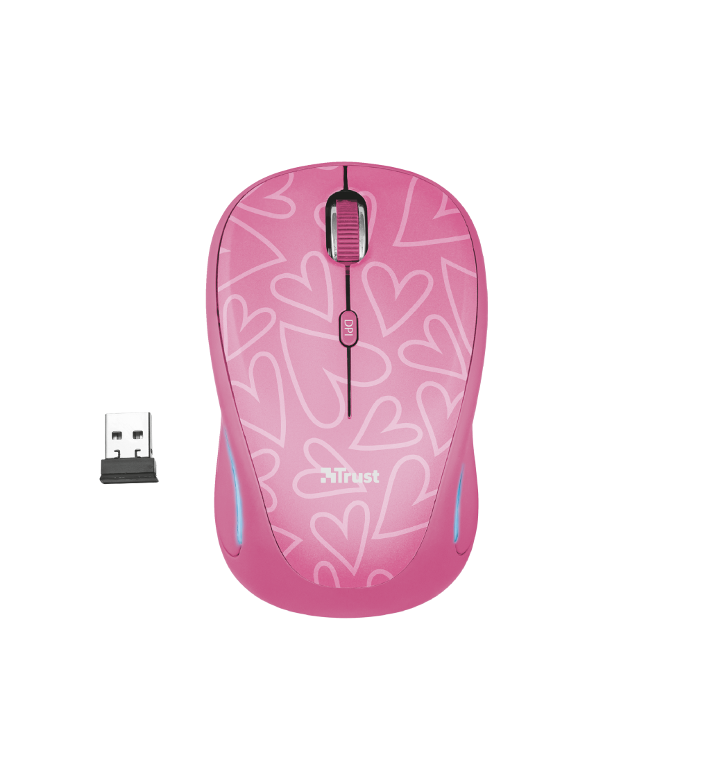 Mouse Inalambrico Rosado Retro Iluminado Rgb Trust Yvi 22336