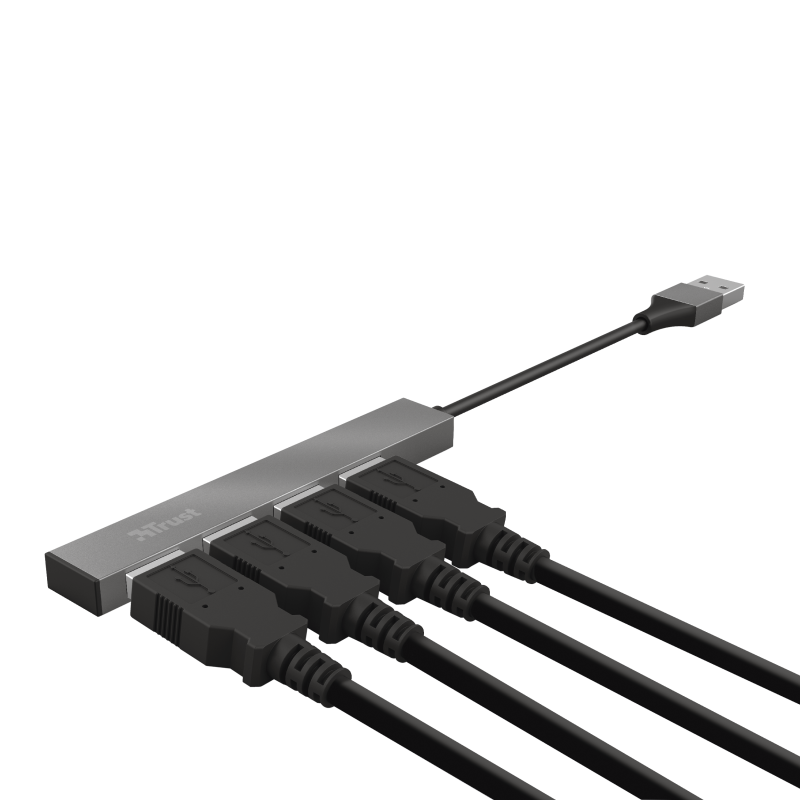 Hub Usb Trust Halyx 4 Puertos Usb 2.0 Flat Aluminium High Speed