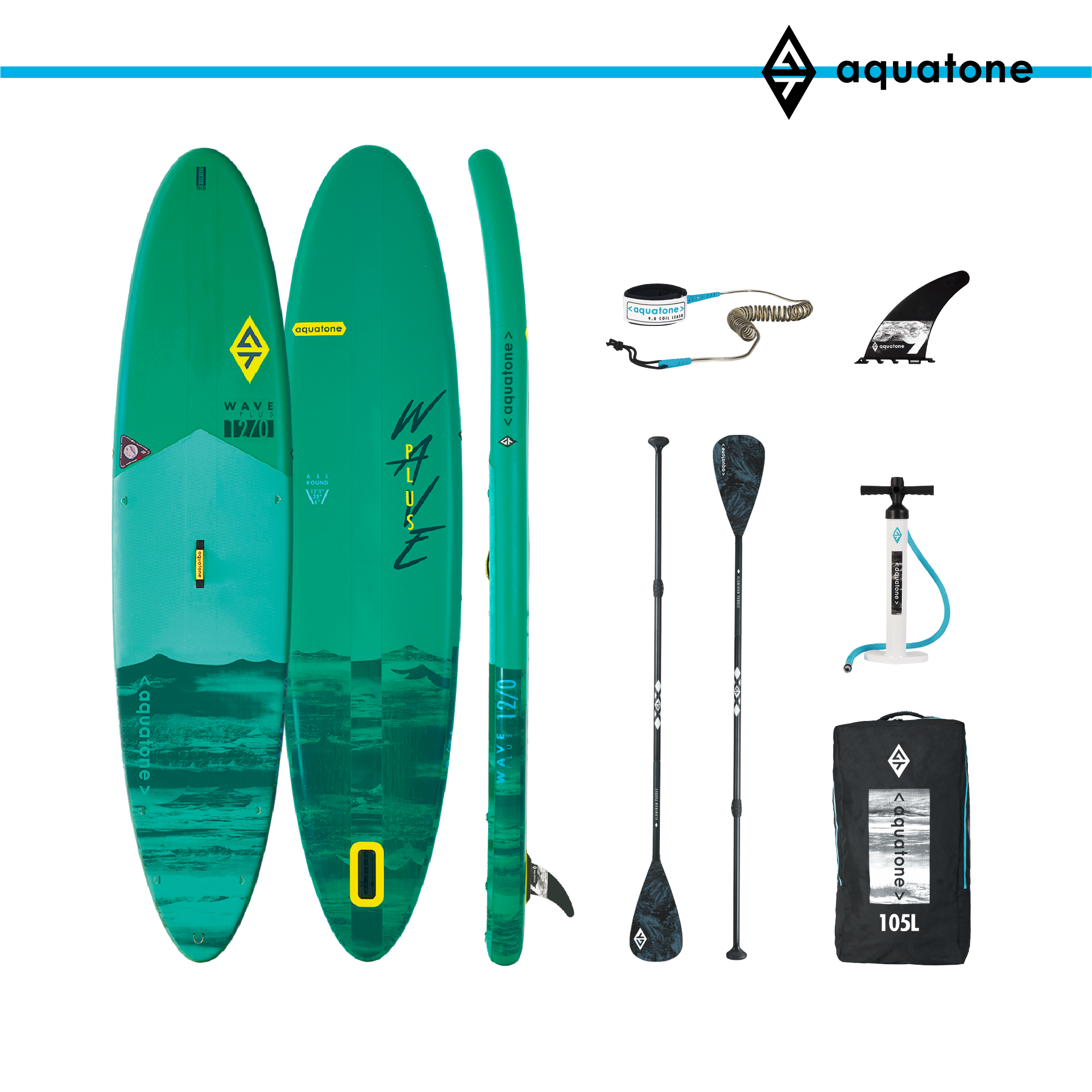 Tabla Stand Up Paddle Aquatone Wave Plus 12,0" All Round Kit