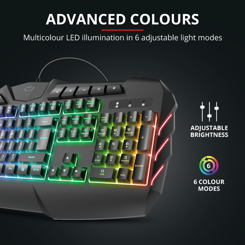 Teclado Gamer Multimedia Trust Gxt 881 Odyss Full RGB Hybrido