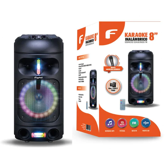 Parlante Karaoke BT RGB con Micrófono Recargable Fujitel 802