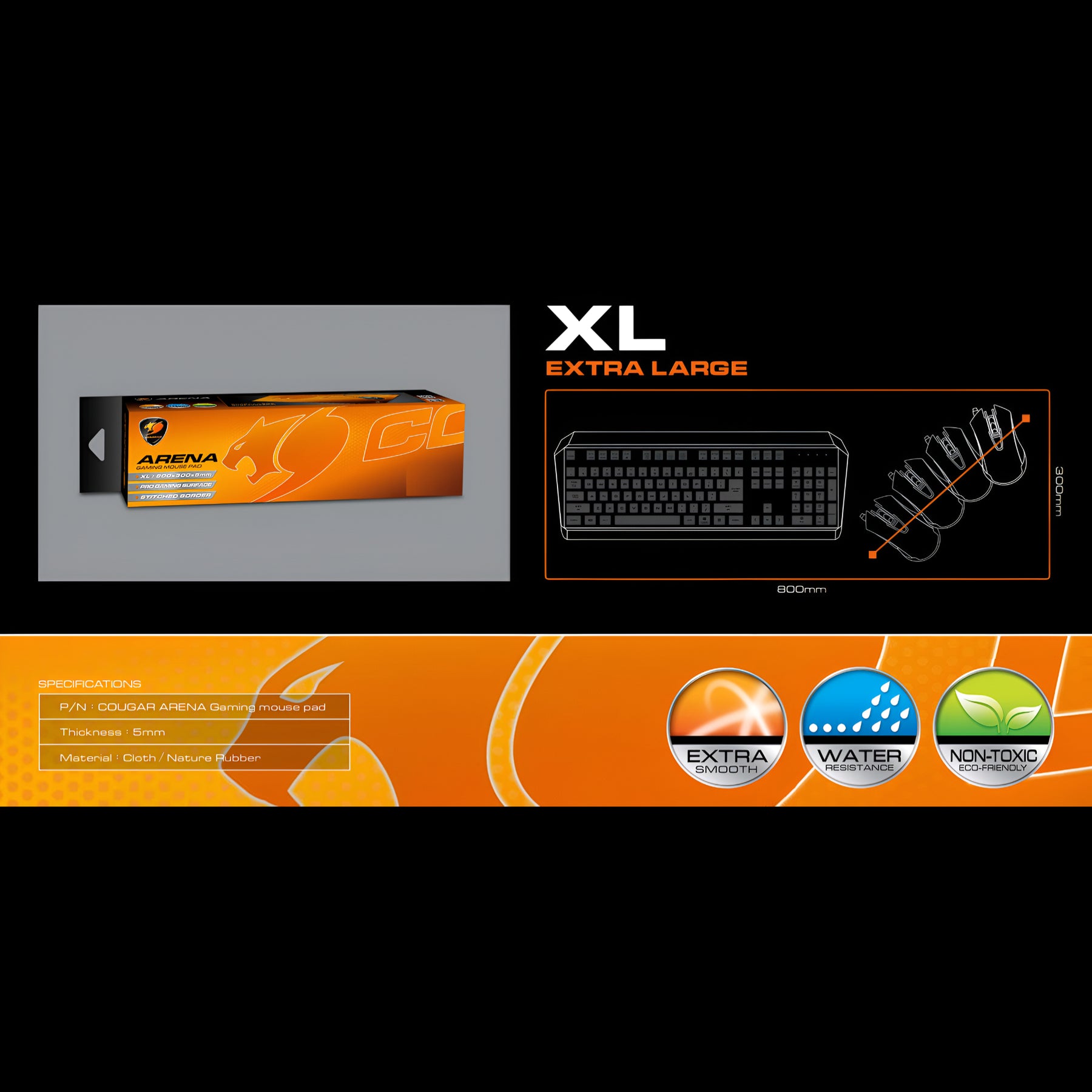 Mouse Pad Cougar Arena X Orange Gaming Extended Edition