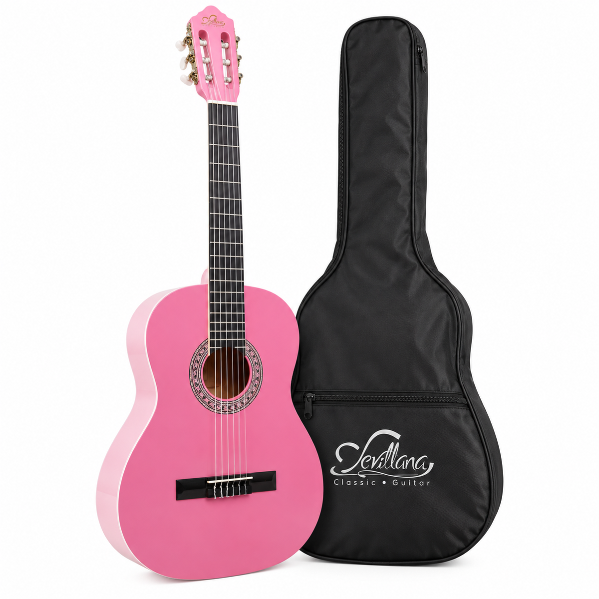 Guitarra Clásica Sevillana Rosada 30” Con Alma + Funda 8457