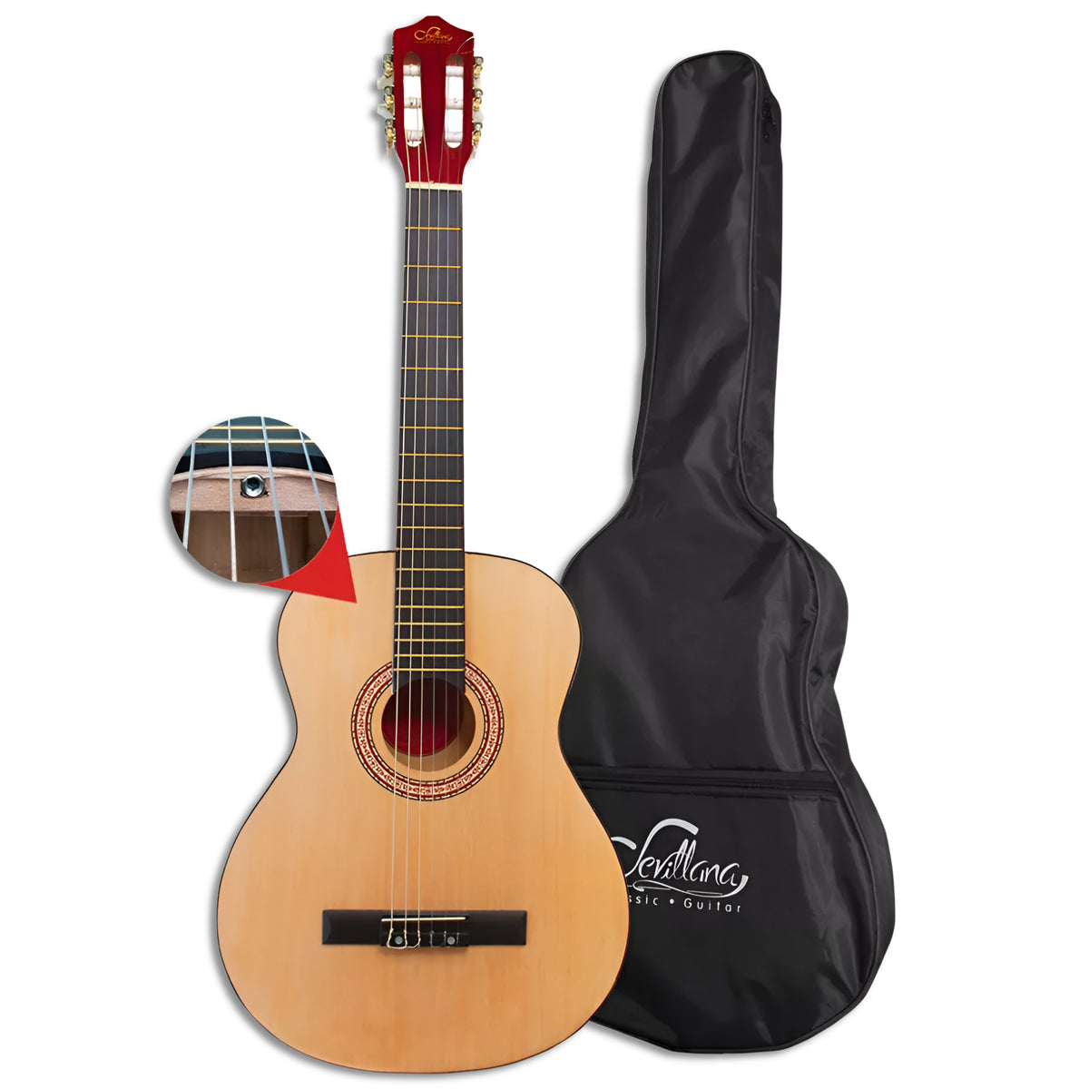 Guitarra Clásica Sevillana 39” Natural con Alma + Funda 8446