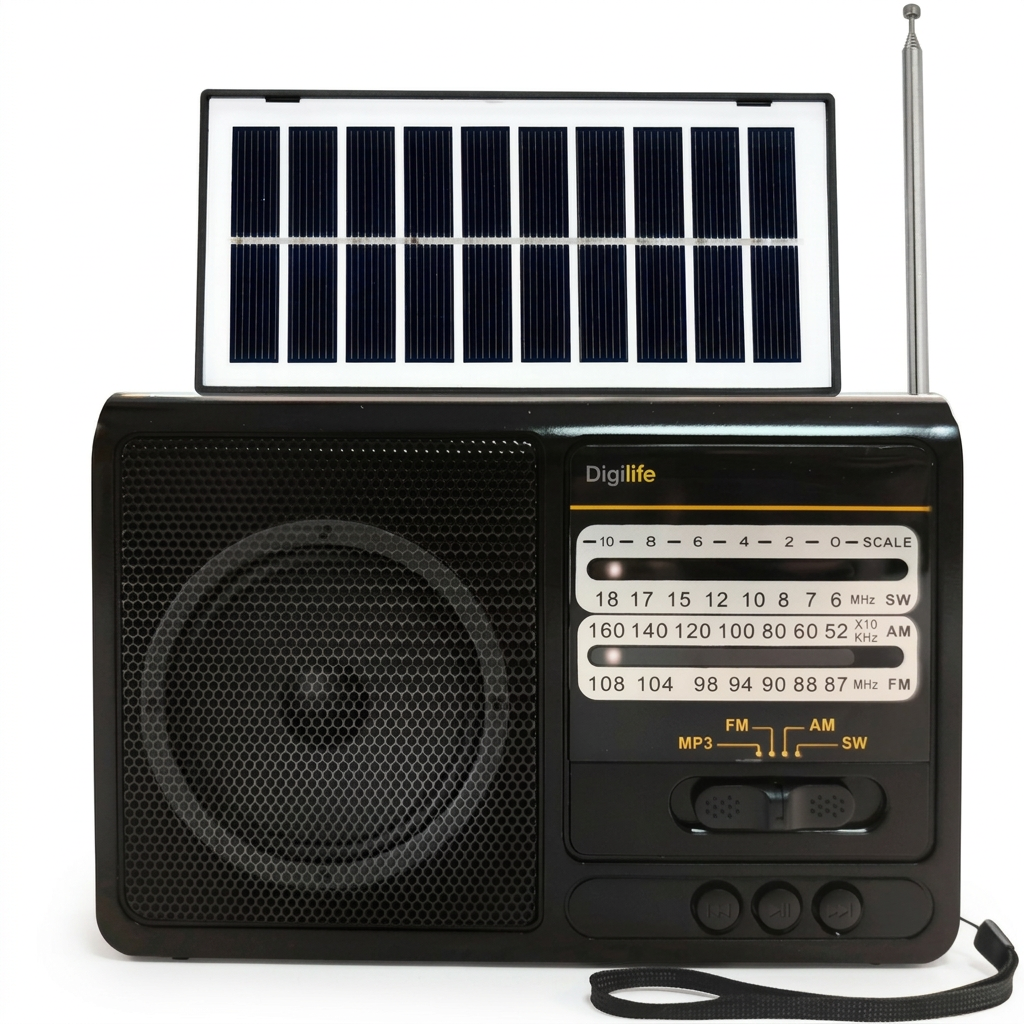 Radio Solar Recargable Multibanda AM/FM/ SW/MP3/SD/ Linterna