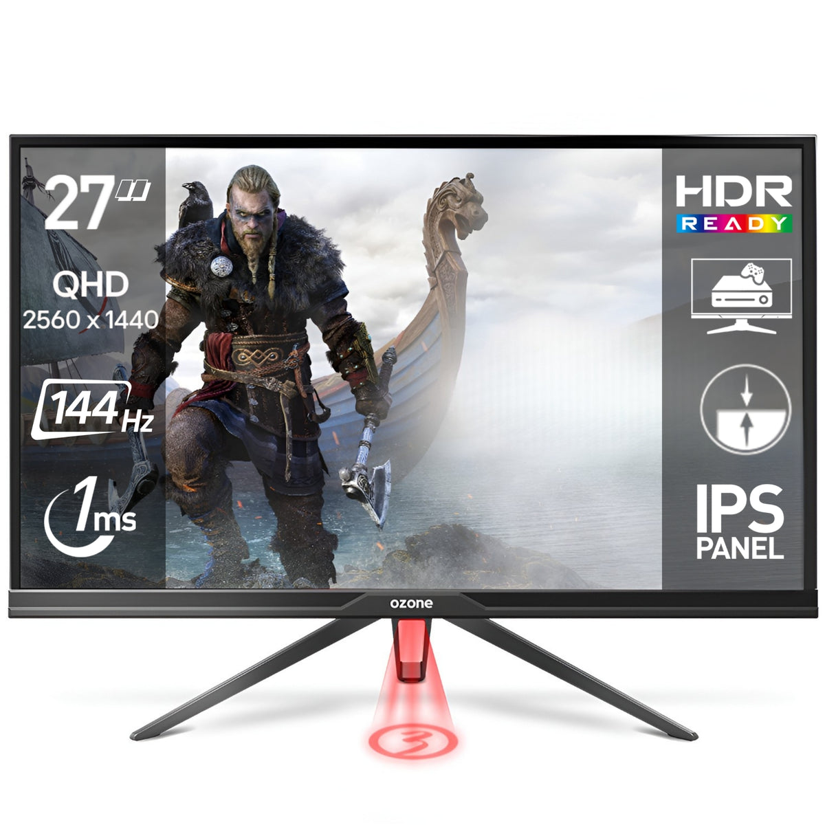 Monitor Gamer Ozone 27" 2K IPS HDR 144Hz 1Ms Freesync G-Sync