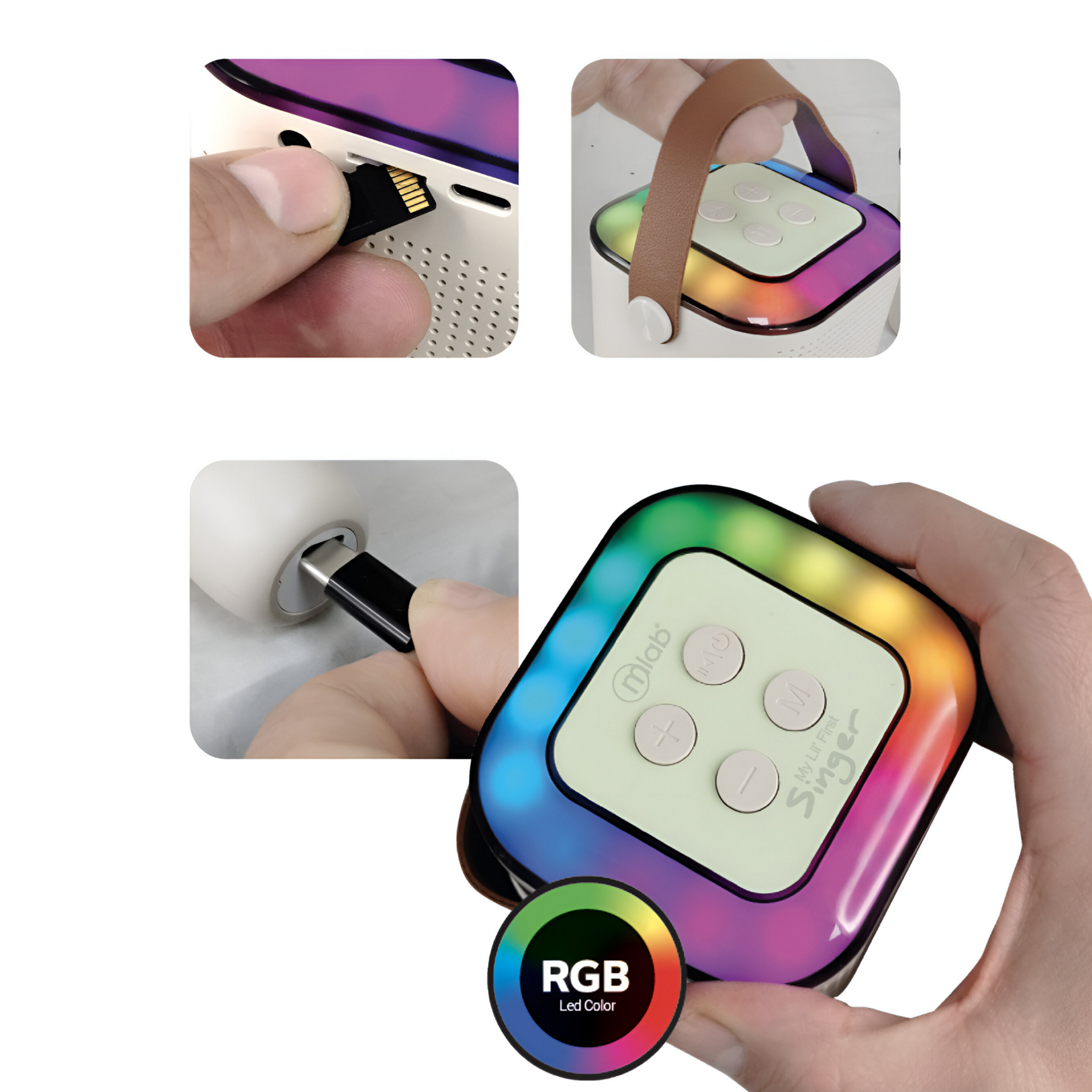 Karaoke RGB para niños con Micrófonos Inalámbricos y Efectos