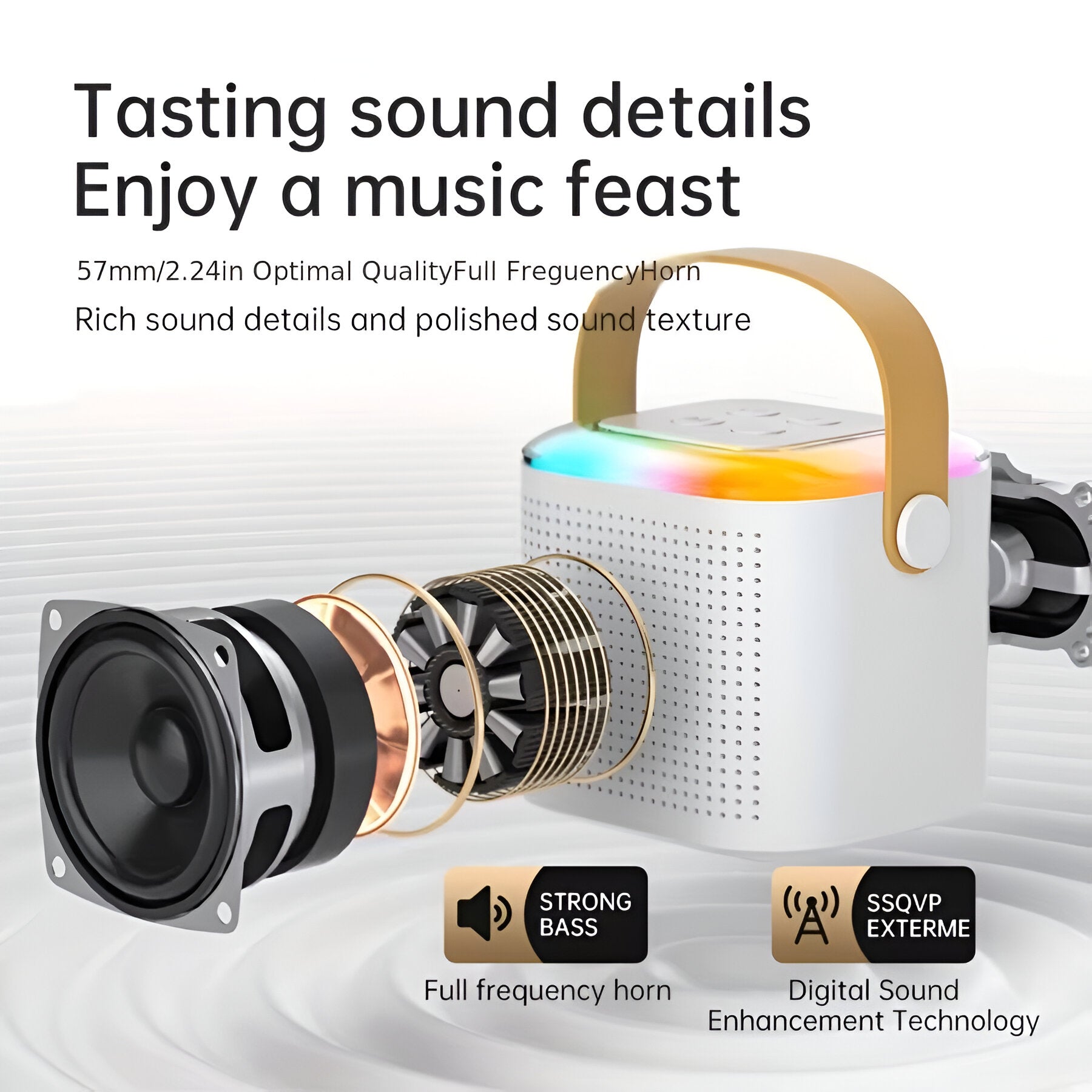 Karaoke RGB para niños con Micrófonos Inalámbricos y Efectos