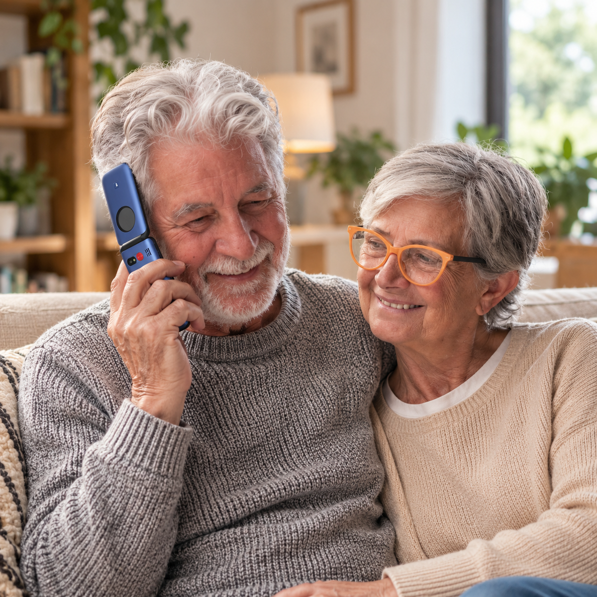Celular Adulto Mayor 4G Tipo Almeja Liberado Botón SOS Azul