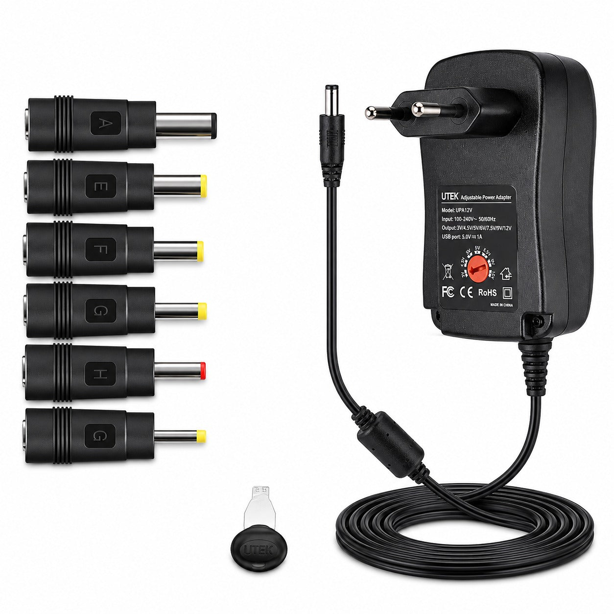 Transformador 12V Regulables 2A / 24W + 6 Plug Universales