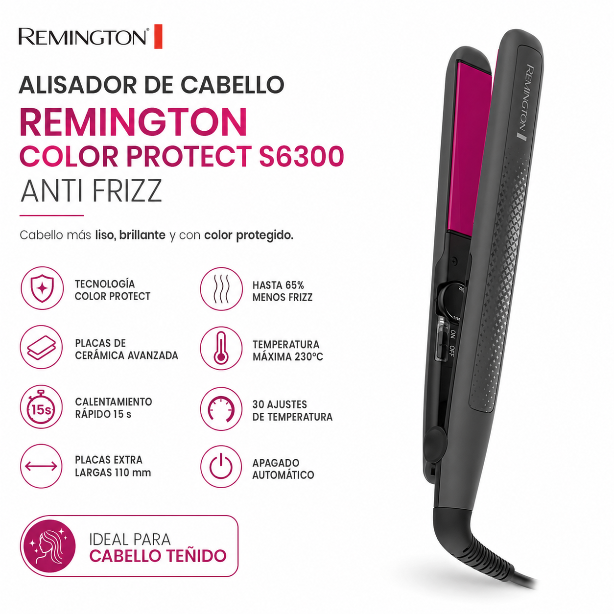 Alisador De Cabello Remington Color Protect S6300 Anti Frizz