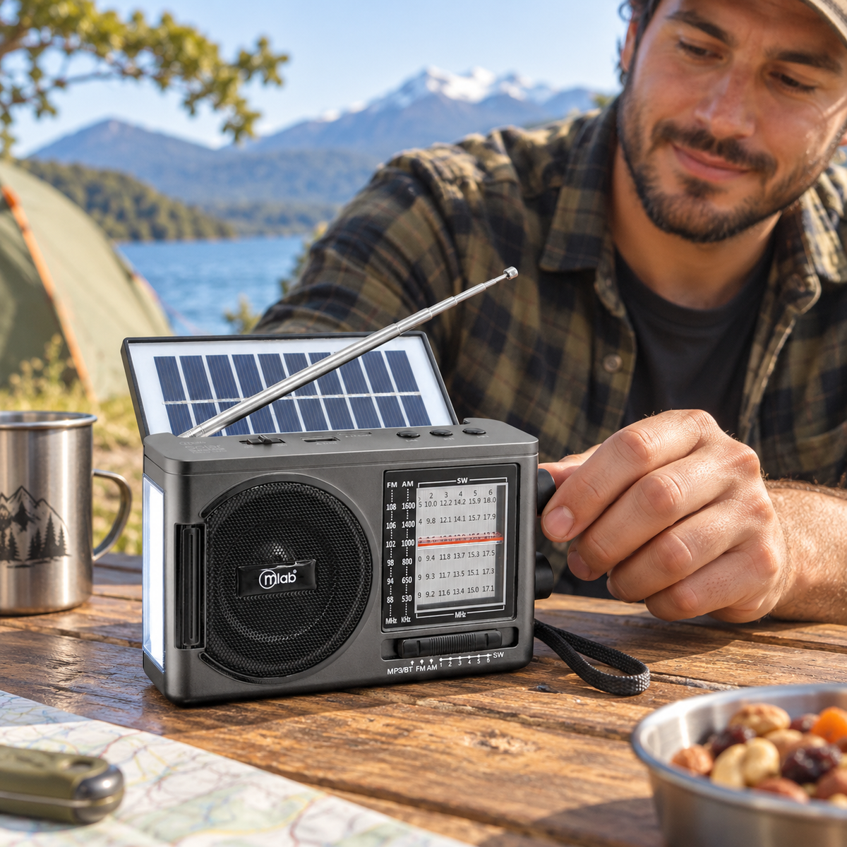 Radio Solar Recargable AM FM/ SW/ TF/ USB/ BT Retro Sunshine