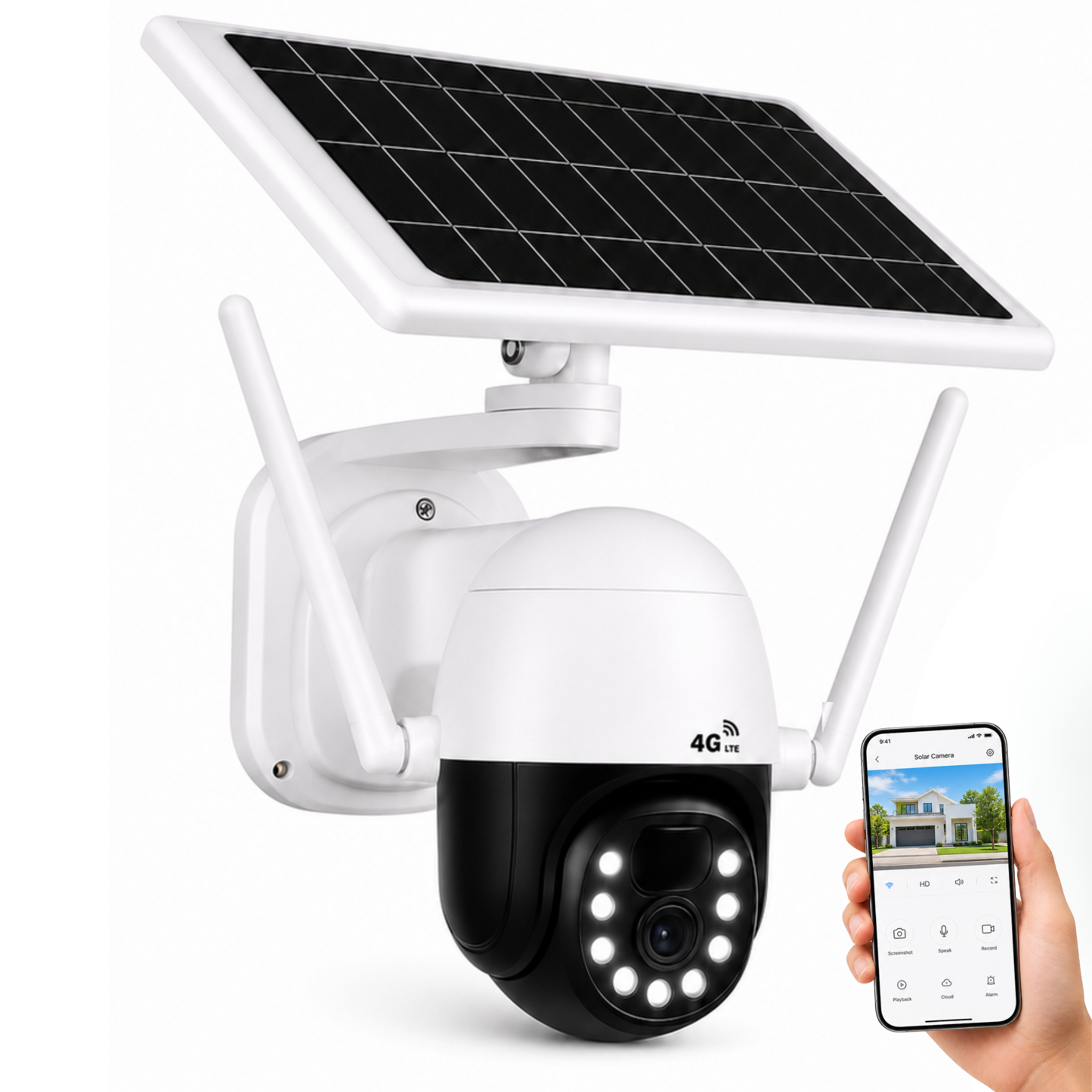 Cámara de Seguridad Solar Autónoma Robótica PTZ IP-4GLTE FHD