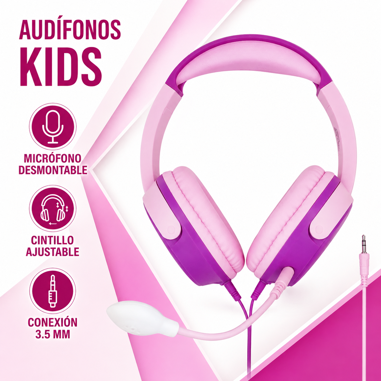 Audífonos Disney Minnie Kids de niñas Micrófono Desmontable