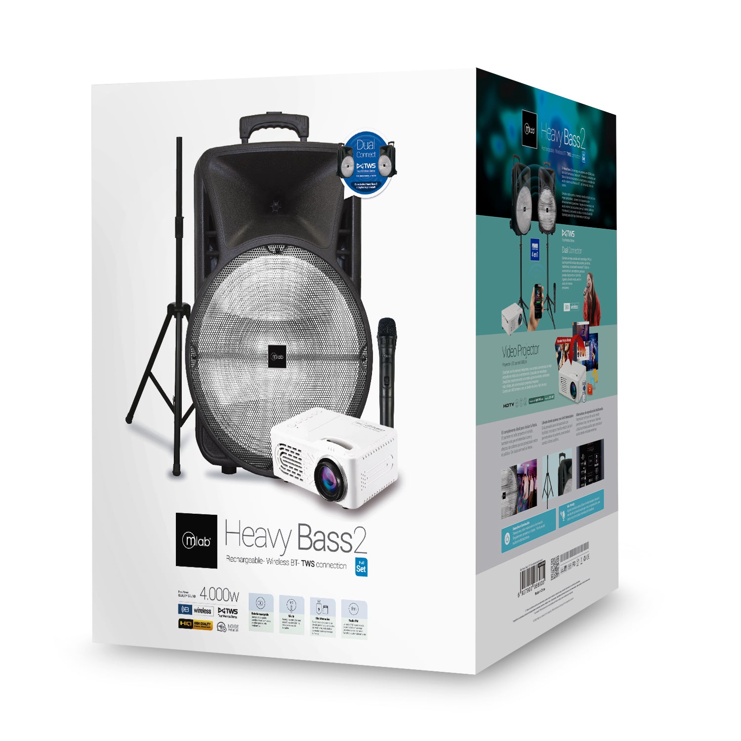 Pack Parlante Portatil 15" Havy Bass + Tripode + Proyector